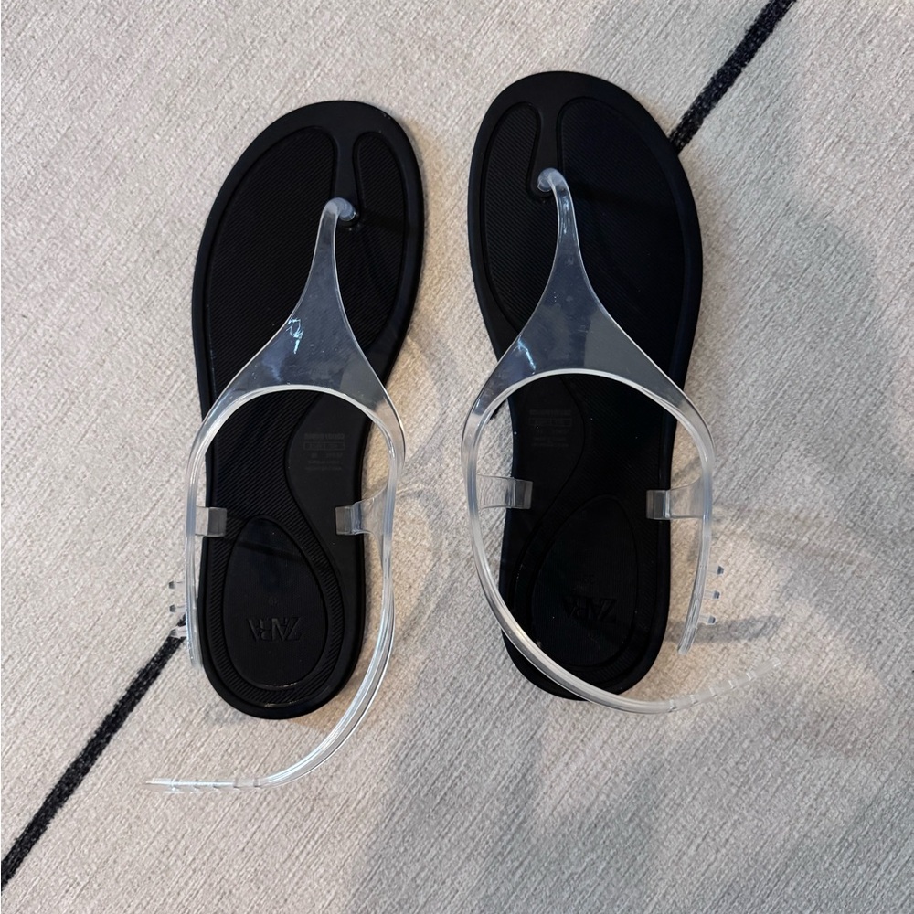 Zara Black Sandals with Clear Straps